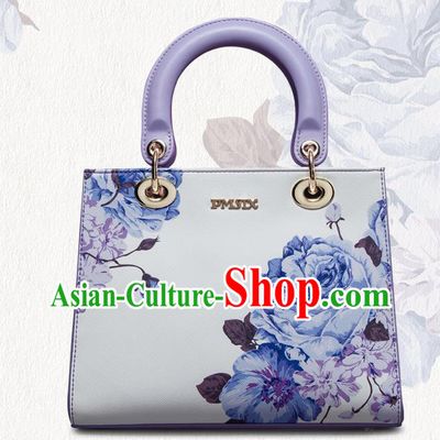 Traditional Handmade Asian Chinese Element Painting Peony Square Clutch Bags National White Handbag for Women