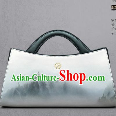 Traditional Handmade Asian Chinese Element Landscape Painting Clutch Bags National Evening Dress Handbag for Women