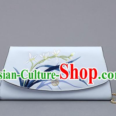 Traditional Handmade Asian Chinese Element Embroidery Orchid Wallet National Handbag Purse for Women