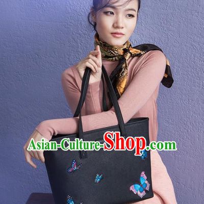 Traditional Handmade Asian Chinese Element Clutch Bags Shoulder Bag National Embroidered Butterflies Handbag for Women