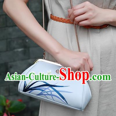 Traditional Handmade Asian Chinese Element Embroidery Orchid Wallet National Evening Dress Handbag Purse for Women