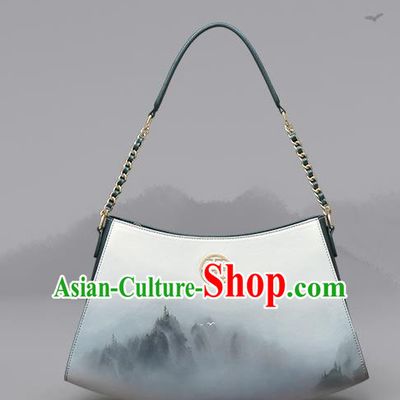 Traditional Handmade Asian Chinese Element Clutch Bags Shoulder Bag National Ink Painting Handbag for Women