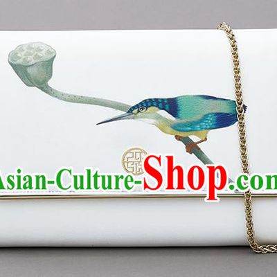 Traditional Handmade Asian Chinese Element Clutch Bags Shoulder Bag National Printing Chain Handbag for Women