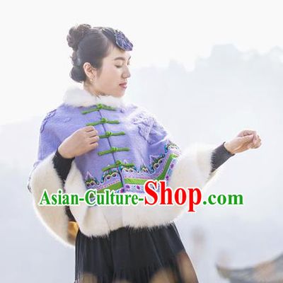Traditional Chinese National Costume Plated Buttons Cloak, Elegant Hanfu Embroidered Tang Suit Jacket for Women
