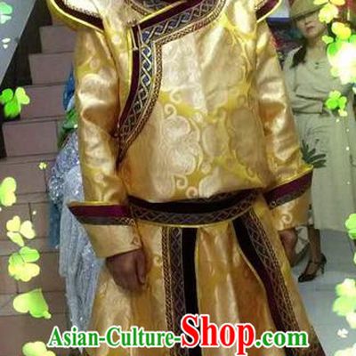 Traditional Chinese Mongol Nationality Dance Costume Mongol Robes, China Mongolian Minority Nationality Embroidery Dress Clothing for Men