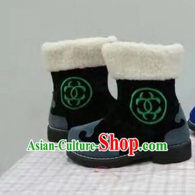 Traditional Chinese Minority Mongol Nationality Ethnic Minorities Children Mongolian Boots Black Boots for Kids