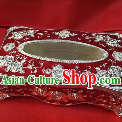 Traditional Handmade Chinese Mongol Nationality Crafts Red Tissue Box, China Mongolian Minority Nationality Cloisonne Paper Holder