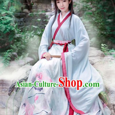Traditional Ancient Chinese Costume Jin Dynasty Embroidery Blouse and Dress, Elegant Hanfu Clothing Chinese Young Lady Princess Costume for Women