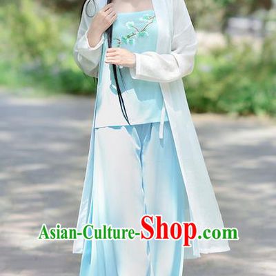 Traditional Ancient Chinese Costume Song Dynasty Young Lady Embroidery BeiZi and Pants, Elegant Hanfu Clothing Chinese Palace Princess Costume for Women