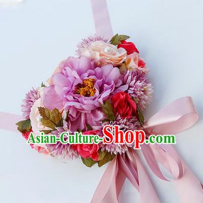 Top Grade Wedding Accessories Decoration, China Style Wedding Car Bowknot Colorful Rose Flowers Ribbon Garlands Ornaments