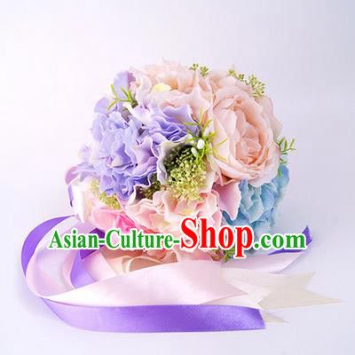 Top Grade Classical Wedding Silk Flowers, Bride Holding Emulational Flowers, Hand Tied Bouquet Flowers for Women