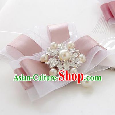 Top Grade Classical Wedding Cameo Brown Silk Flowers, Bride Emulational Corsage Bridesmaid Bowknot Brooch Flowers for Women