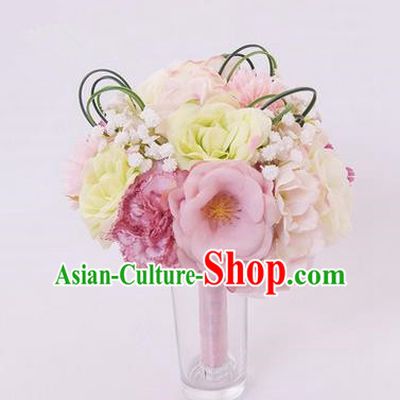 Top Grade Classical Wedding Silk Flowers, Bride Holding Emulational Flowers, Hand Tied Bouquet Flowers for Women