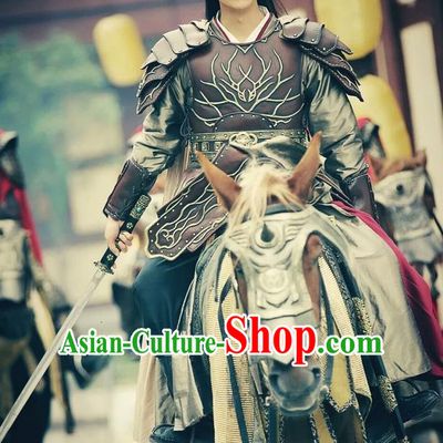 Traditional Ancient Chinese Southern and Northern Dynasties Crown Prince Armour and Headpiece Complete Set, Chinese North Wei Dynasty General Barde Clothing for Men