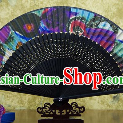 Traditional Chinese Crafts Colorful Folding Fan, China Sensu Silk Fan Hanfu Fans for Women