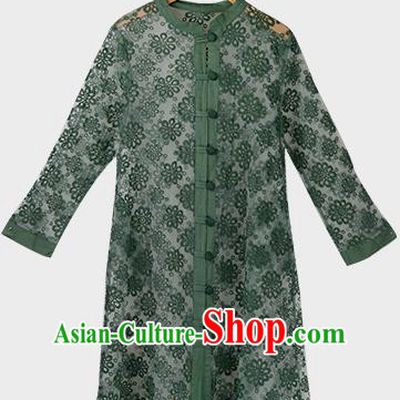Traditional Ancient Chinese National Costume, Elegant Hanfu Embroidered Organza Coat, China Tang Suit Green Dust Coat for Women