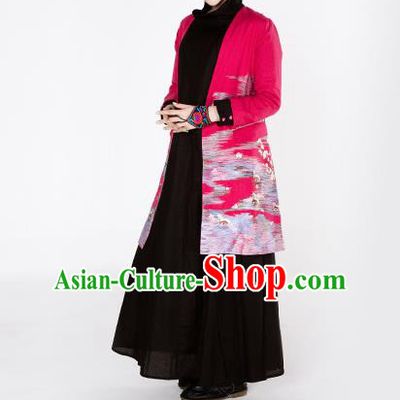 Traditional Chinese Costume Elegant Hanfu Embroidered Coat, China Tang Suit Rosy Dust Coat Cardigan Clothing for Women