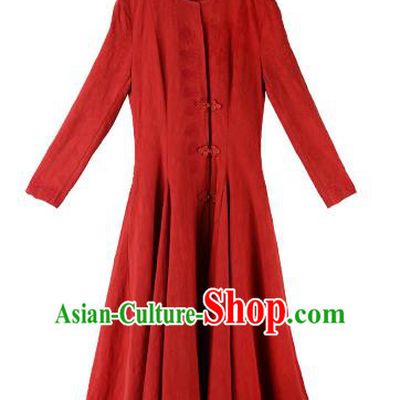 Traditional Chinese Costume Elegant Hanfu Dress, China Tang Suit Plated Buttons Cheongsam Qipao Red Dress Clothing for Women