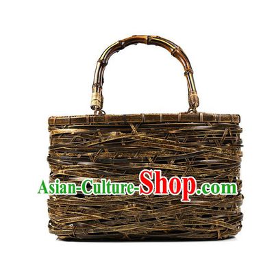 Traditional Chinese Accessories National Bamboo Plaiting Article Handbag for Women