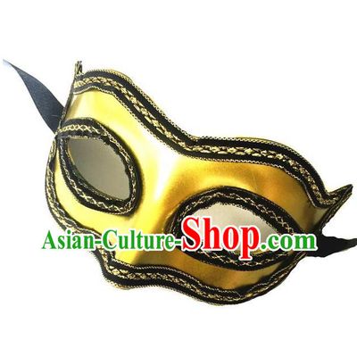 Top Grade Halloween Masquerade Ceremonial Occasions Handmade Model Show Mask Headwear, Brazilian Carnival Golden Mask for Men