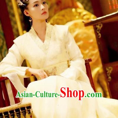 Traditional Ancient Chinese Peri Embroidered Dress Clothing, Princess Agents Chinese Southern and Northern Dynasties Imperial Princess Costume and Headpiece Complete Set