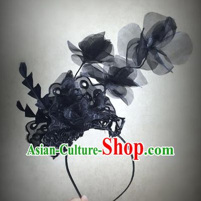 Top Grade Chinese Theatrical Luxury Headdress Ornamental Silk Flower Hair Clasp, Halloween Fancy Ball Ceremonial Occasions Handmade Headwear for Women
