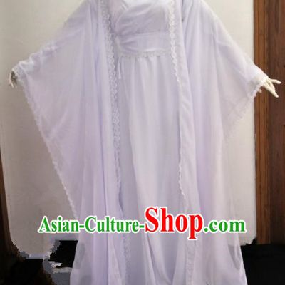 Chinese Ancient Cosplay Swordswoman White Costumes, Chinese Traditional Dress Clothing Chinese Cosplay Princess Costume for Women