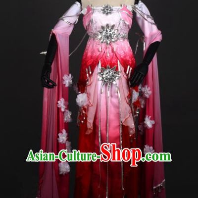 Chinese Ancient Cosplay Han Dynasty Young Lady Costumes, Chinese Traditional Embroidery Wine Red Hanfu Dress Clothing Chinese Swordswoman Fairy Costume for Women