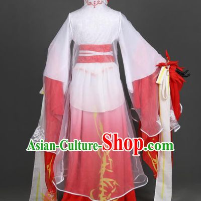 Chinese Ancient Cosplay Han Dynasty Princess Wedding Costumes, Chinese Traditional Embroidery Red Hanfu Dress Clothing Chinese Swordswoman Costume for Women