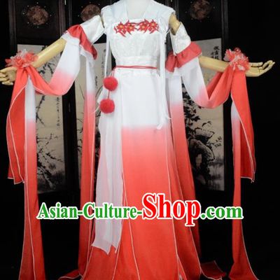 Chinese Ancient Cosplay Tang Dynasty Princess Fairy Costumes, Chinese Traditional Hanfu Red Dress Clothing Chinese Palace Lady Dance Costume for Women