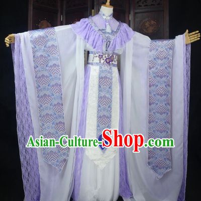 Chinese Ancient Cosplay Tang Dynasty Princess Fairy Lilac Dress, Chinese Traditional Hanfu Clothing Chinese Palace Lady Dance Costume for Women