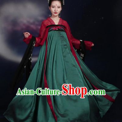 Traditional Ancient Chinese Tang Dynasty Imperial Concubine Costume Embroidery Elegant Hanfu Clothing, Chinese Palace Lady Dance Dress for Women