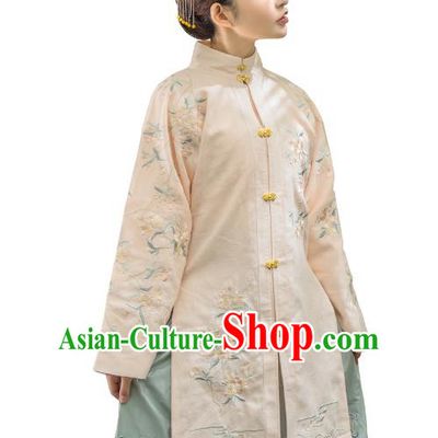 Traditional Ancient Chinese Ming Dynasty Imperial Concubine Costume Embroidery Long Gown Dress, Chinese Palace Lady Upper Outer Garment for Women