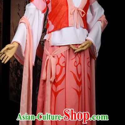 Chinese Ancient Cosplay Tang Dynasty Princess Embroidery Red Young Lady Dress, Chinese Traditional Hanfu Clothing Chinese Fairy Costume for Women