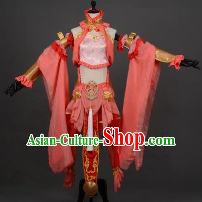 Chinese Ancient Cosplay Tang Dynasty Chivalrous Lady Red Dress, Chinese Traditional Hanfu Clothing Chinese Princess Fairy Costume for Women