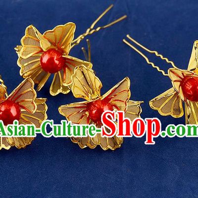 Traditional Handmade Chinese Ancient Classical Hair Accessories Xiuhe Suit Golden Flower Hairpin Hair Comb, Hair Sticks Hair Jewellery Hair Fascinators for Women