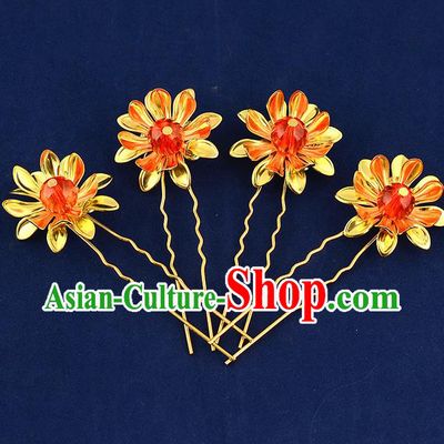 Traditional Handmade Chinese Ancient Classical Hair Accessories Xiuhe Suit Flower Hairpin Hair Comb, Hair Sticks Hair Jewellery Hair Fascinators for Women