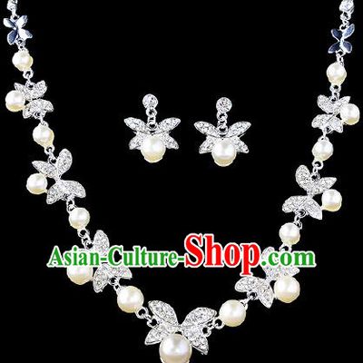 Top Grade Handmade Chinese Classical Jewelry Accessories Baroque Style Crystal Pearl Necklace and Earrings for Women