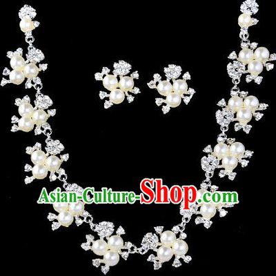 Top Grade Handmade Chinese Classical Jewelry Accessories Baroque Style Crystal Pearls Necklace and Earrings for Women