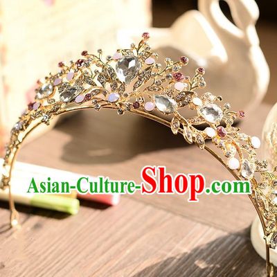 Top Grade Handmade Chinese Classical Hair Accessories Baroque Style Crystal Opal Royal Crown, Hair Sticks Hair Jewellery Hair Clasp for Women