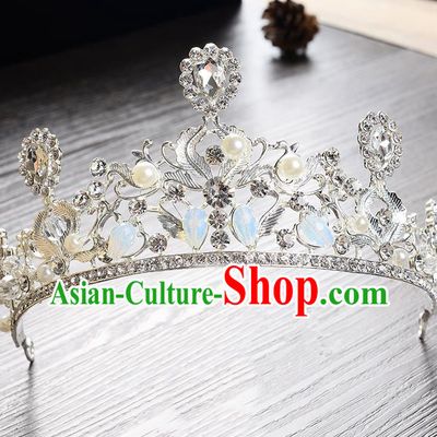 Top Grade Handmade Chinese Classical Hair Accessories Baroque Style Headband Opal Princess Royal Crown, Hair Sticks Hair Jewellery Hair Clasp for Women