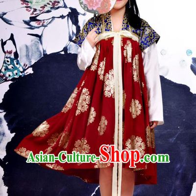 Traditional Chinese Tang Dynasty Imperial Concubine Improve Hanfu Costume, China Ancient Dress Imperial Princess Embroidery Clothing for Women