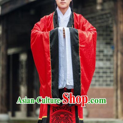 Traditional Chinese Tang Dynasty Hanfu Wedding Costume Long Robe, China Ancient Palace Prince Bridegroom Clothing for Men