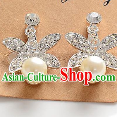 Top Grade Handmade Chinese Classical Jewelry Accessories Baroque Style Crystal Pearls Wedding Earrings Bride Eardrop for Women