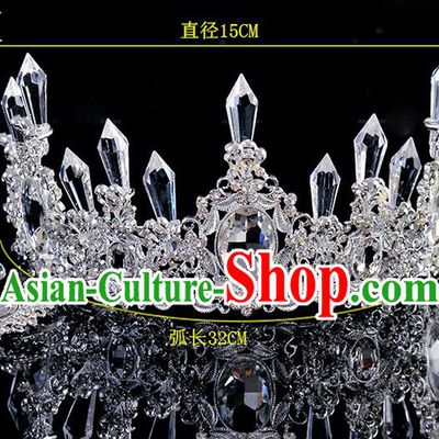 Top Grade Handmade Chinese Classical Hair Accessories Baroque Style Crystal Princess Wedding Royal Crown, Bride Hair Sticks Hair Jewellery Hair Coronet for Women