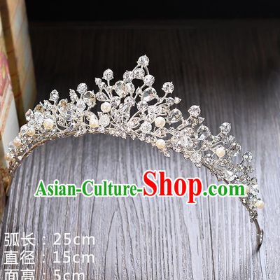 Top Grade Handmade Chinese Classical Hair Accessories Baroque Style Extravagant Crystal Beads Royal Crown, Hair Sticks Hair Jewellery Hair Clasp for Women