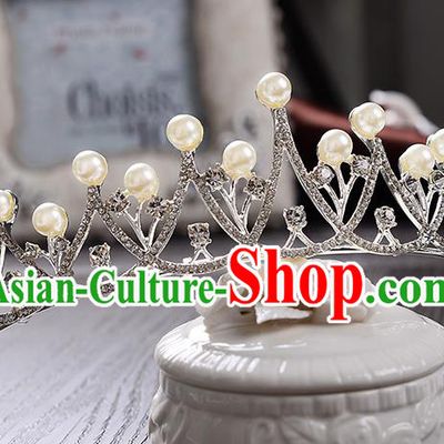 Top Grade Handmade Chinese Classical Hair Accessories Baroque Style Crystal Pearls Wedding Royal Crown, Bride Princess Hair Jewellery Hair Coronet for Women