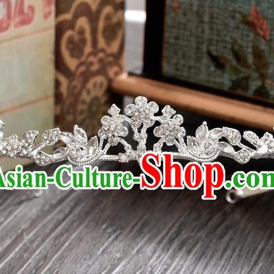 Top Grade Handmade Chinese Classical Hair Accessories Baroque Style CZ Diamond Wedding Royal Crown, Bride Princess Hair Jewellery Hair Clasp for Women