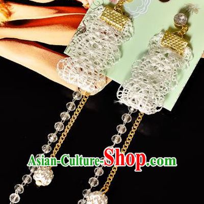 Top Grade Handmade Chinese Classical Jewelry Accessories Princess Wedding Earrings Bride Lace Tassel Eardrop for Women