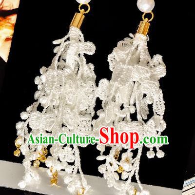 Top Grade Handmade Chinese Classical Jewelry Accessories Princess Wedding Earrings Bride Lace Eardrop for Women